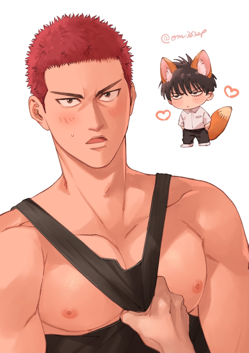 sakuragi hanamichi and rukawa kaede (slam dunk) drawn by om3632f
