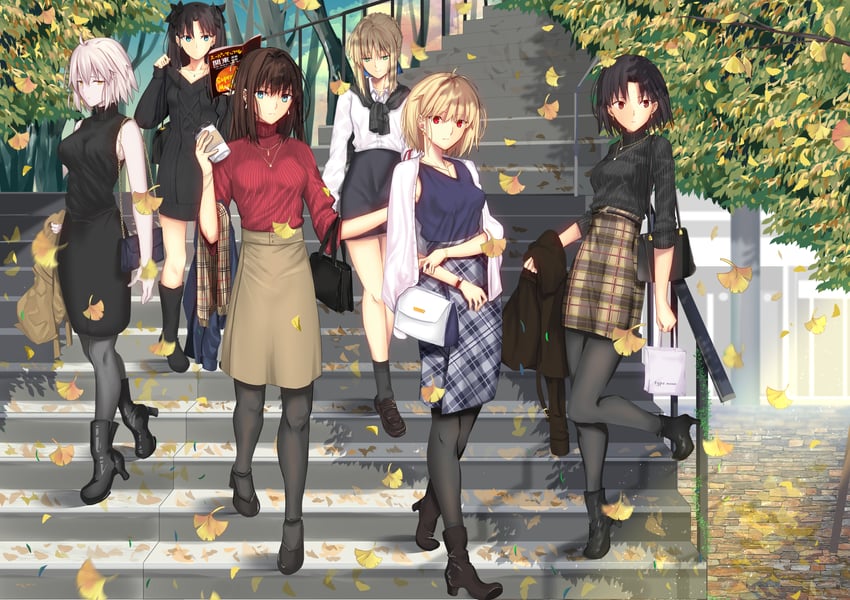 artoria pendragon, saber, jeanne d'arc alter, tohsaka rin, arcueid brunestud, and 2 more (fate and 5 more) drawn by iro_(sekaixiro)