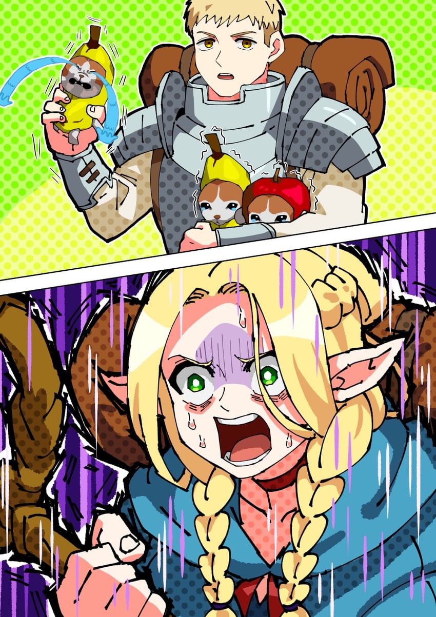 marcille donato and laios touden (dungeon meshi) drawn by joyoekaki