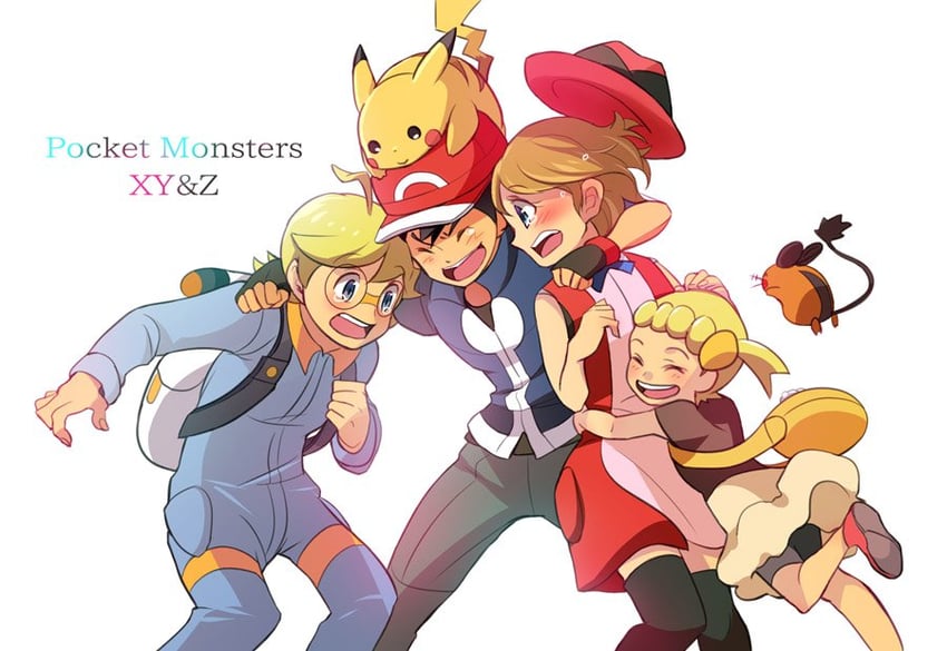 pikachu, ash ketchum, serena, dedenne, bonnie, and 1 more (pokemon and 1 more) drawn by kaichi210