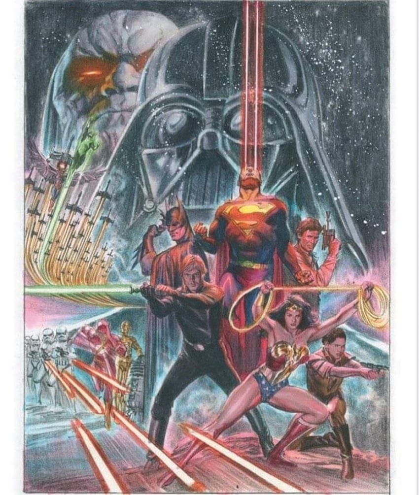 batman, superman, wonder woman, darth vader, princess leia, and 7 more (dc comics and 6 more) drawn by alex_ross