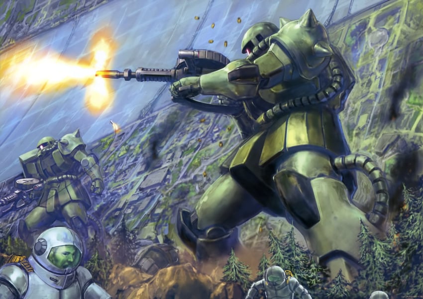 zaku ii (gundam and 2 more) drawn by kinoshita_tomotake