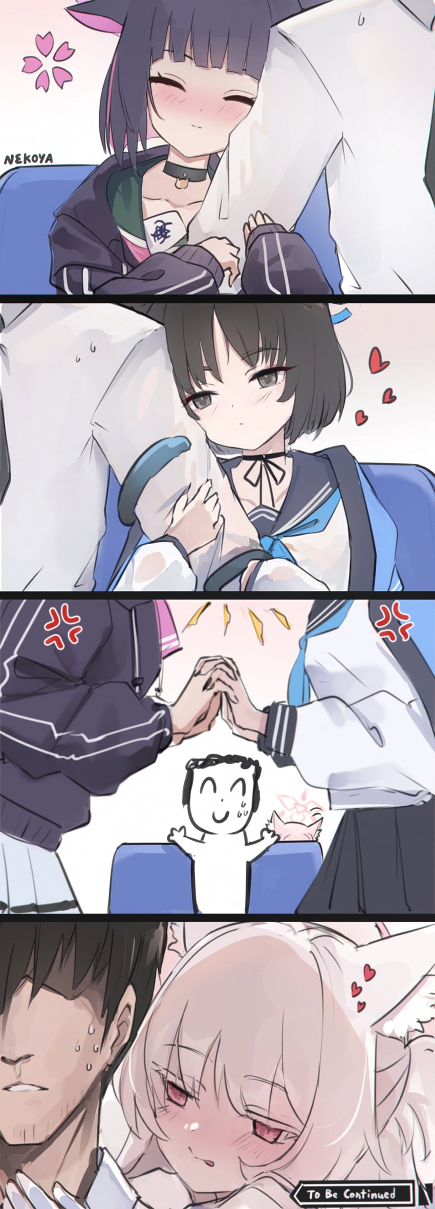 sensei, doodle sensei, kazusa, kikyou, and akira (blue archive) drawn by nekoya_(liu)