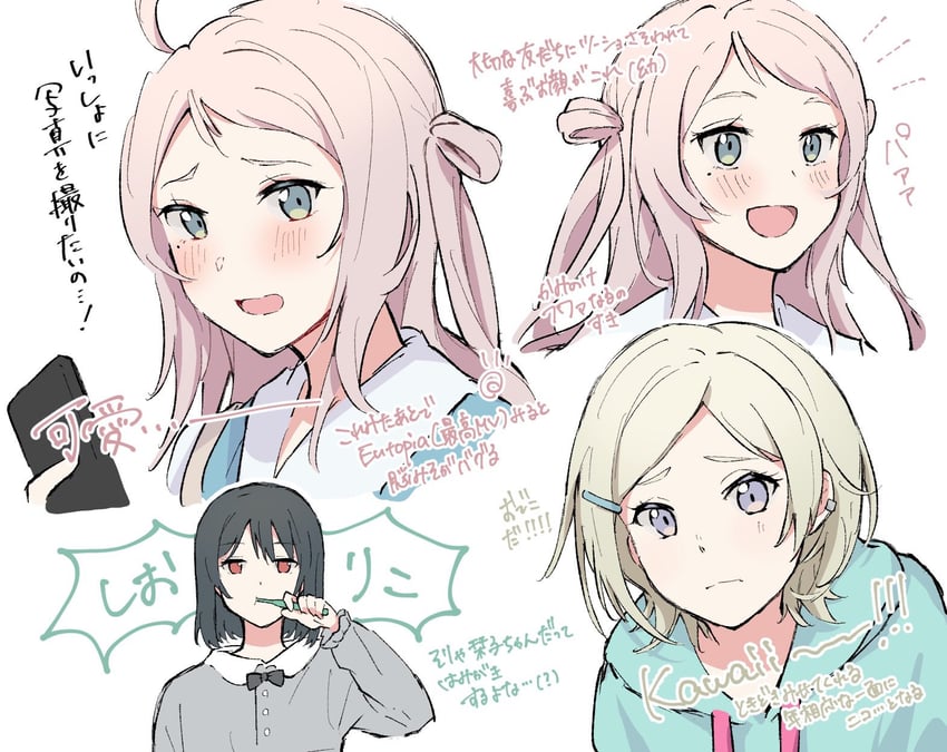 mifune shioriko, zhong lanzhu, and mia taylor (love live! and 1 more) drawn by lilac_(li_lac_3)