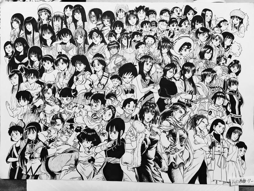 akemi homura, tifa lockhart, akiyama mio, chun-li, kikuchi makoto, and 70 more (idolmaster and 77 more) drawn by lee_(dragon_garou)