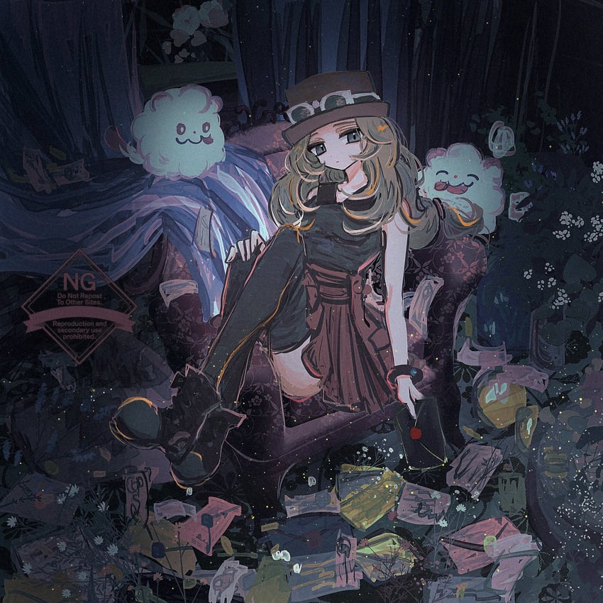 serena and swirlix (pokemon and 1 more) drawn by horimhkw11