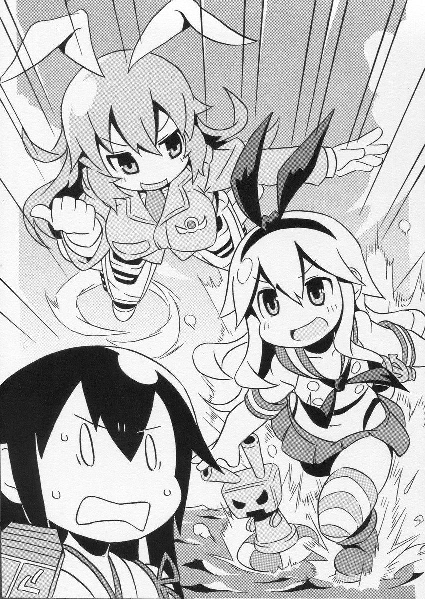 shimakaze, akagi, rensouhou-chan, and charlotte e. yeager (kantai collection and 2 more) drawn by yamagami_tadashi