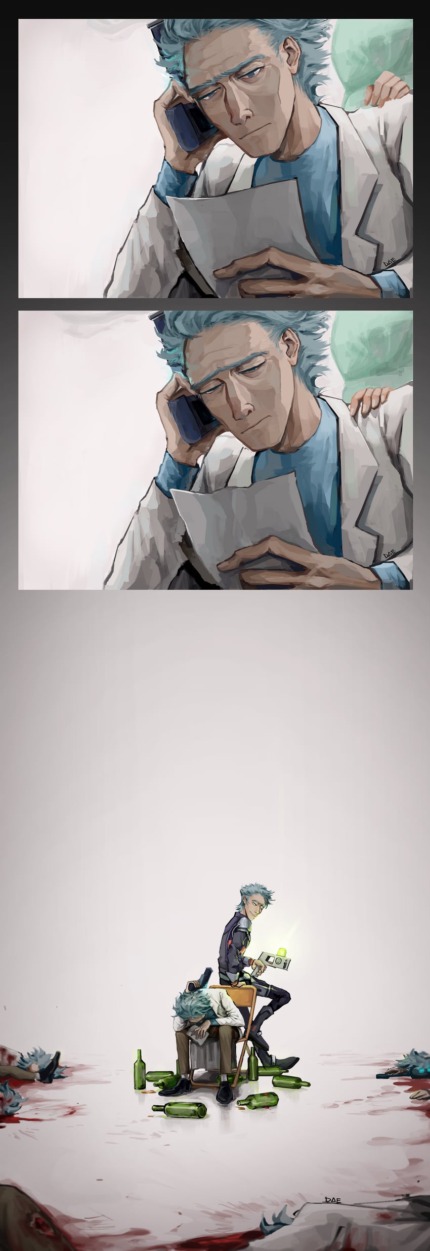 rick sanchez and rick prime (rick and morty) drawn by user_eddz3383