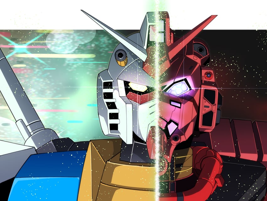 rx-78-2 gundam and red gundam (gundam and 2 more) drawn by nkeo