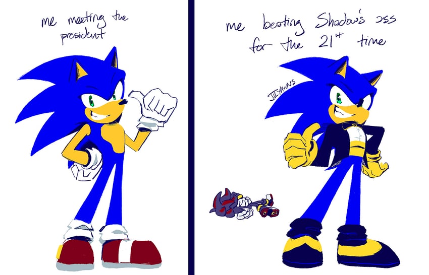 sonic the hedgehog and shadow the hedgehog (sonic and 2 more) drawn by jiiyawns
