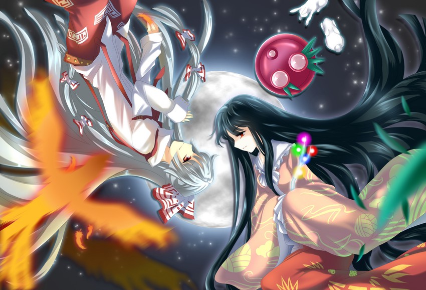 fujiwara no mokou and houraisan kaguya (touhou) drawn by sheeg