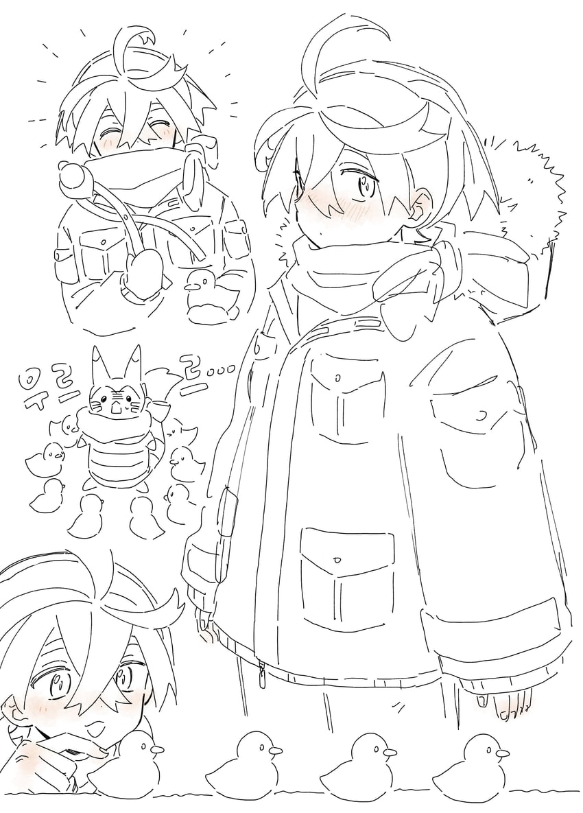 kieran and furret (pokemon and 1 more) drawn by 0ming_p