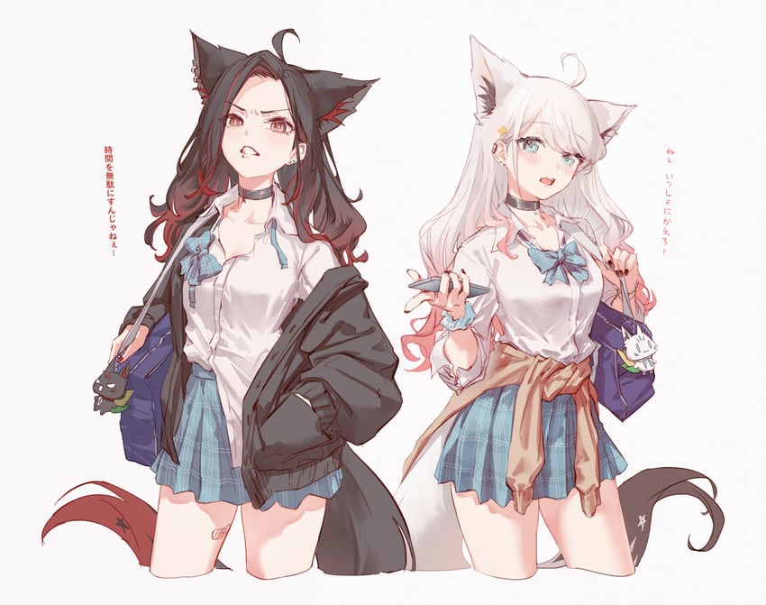 shirakami fubuki, kurokami fubuki, and sukonbu (hololive) drawn by hyde_(tabakko)