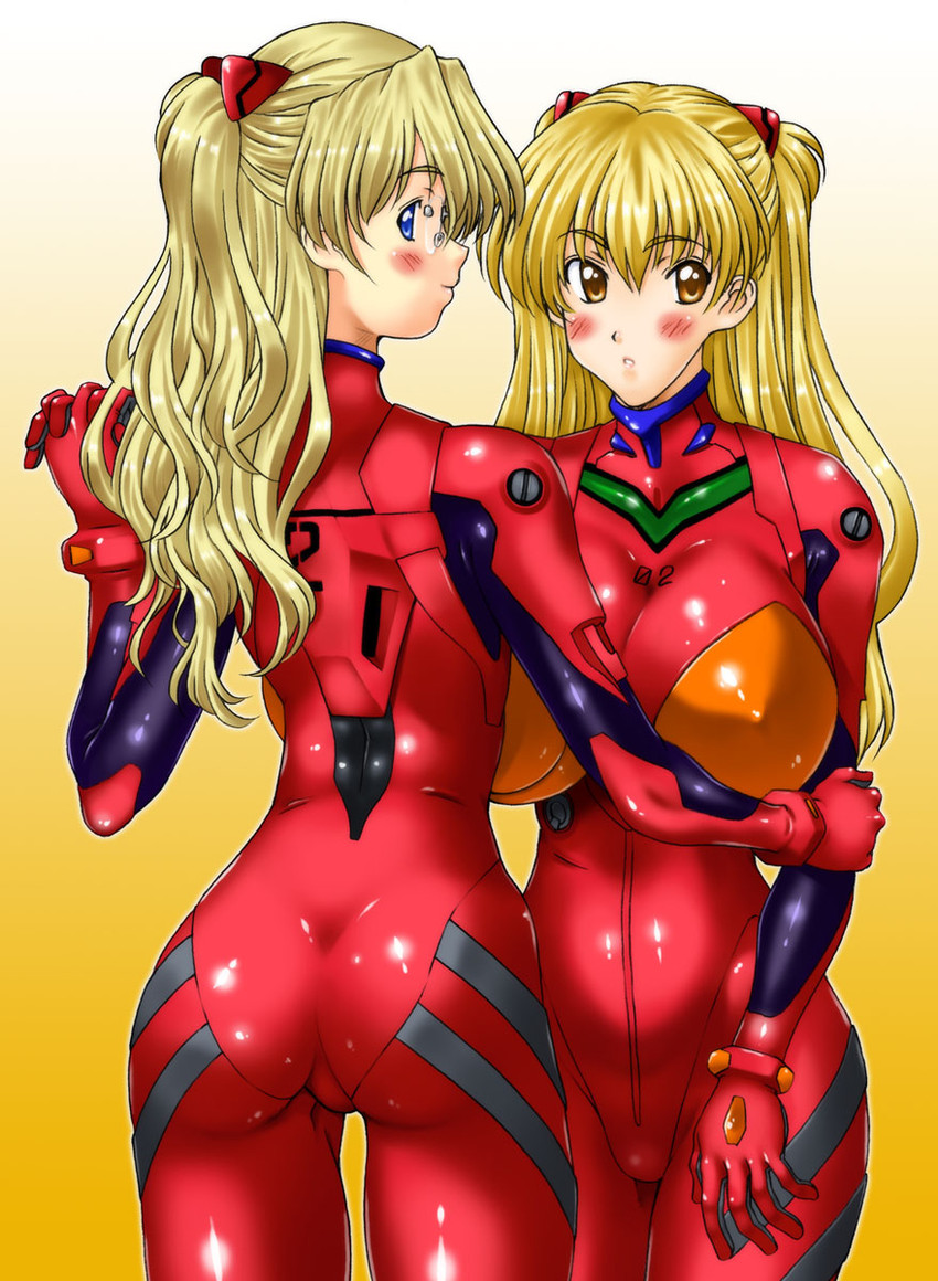 souryuu asuka langley, matsuoka kiyone, and sugino miyo (original and 2 more) drawn by kamia_(not_found)