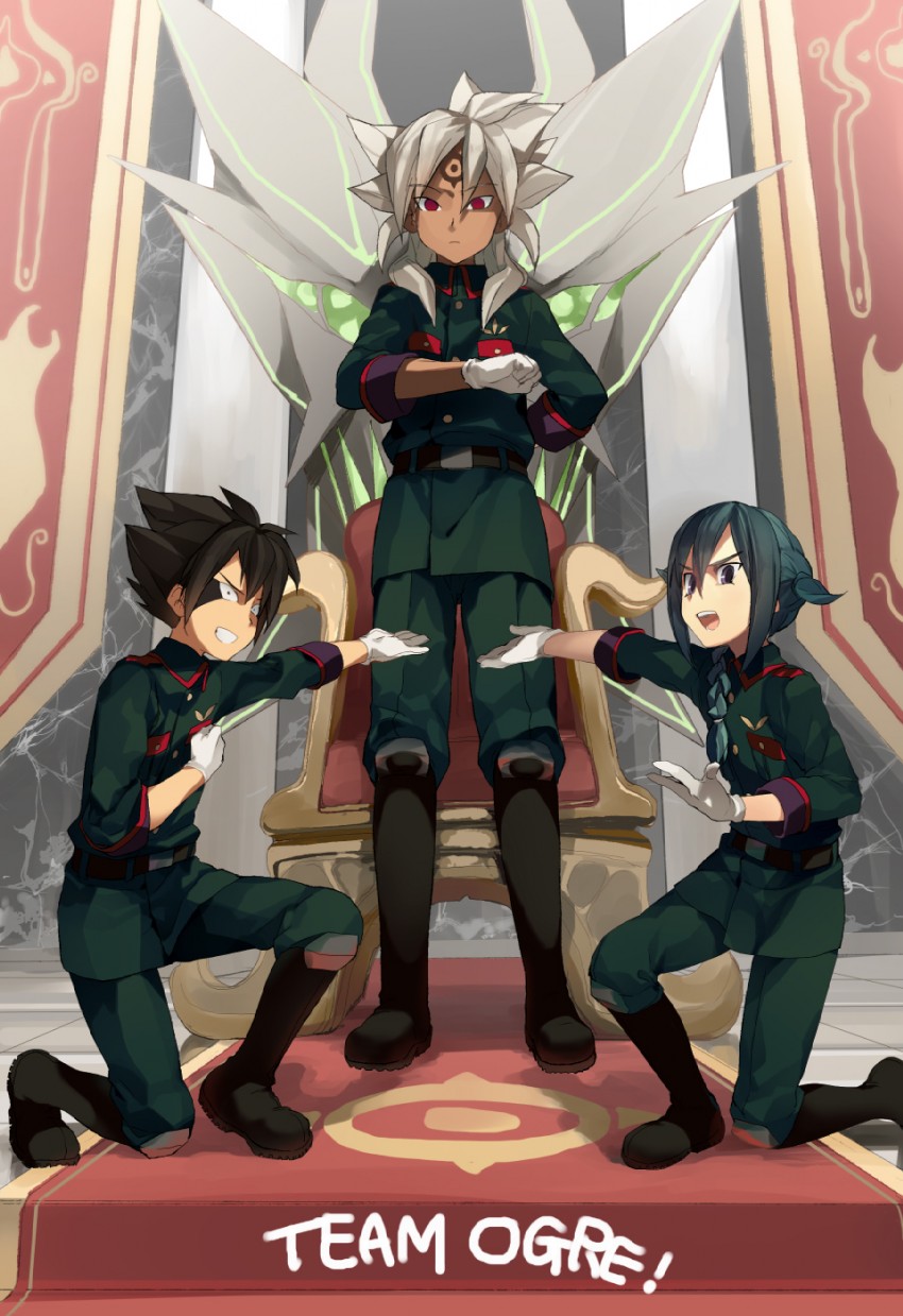 mistorene callus, baddap sleed, and eska bamel (inazuma eleven) drawn by kaimuari