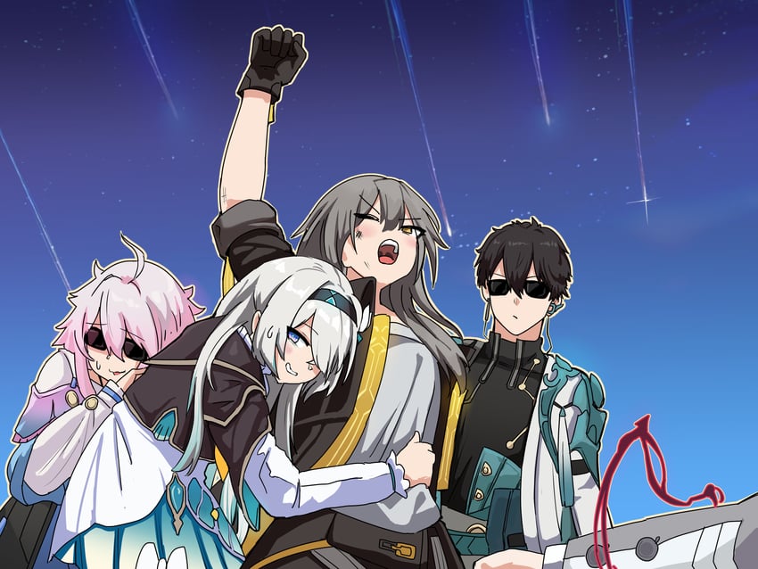 trailblazer, firefly, stelle, march 7th, dan heng, and 1 more (honkai and 1 more) drawn by pureakuma