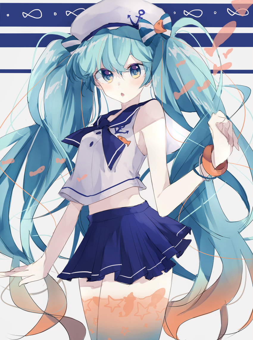 hatsune miku and marine miku (vocaloid) drawn by kako_(kaxko)