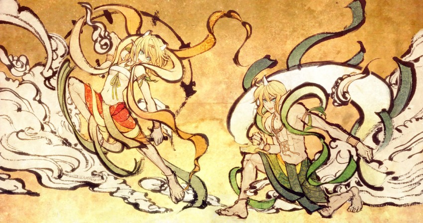 kagamine rin and kagamine len (vocaloid) drawn by menou_kururu