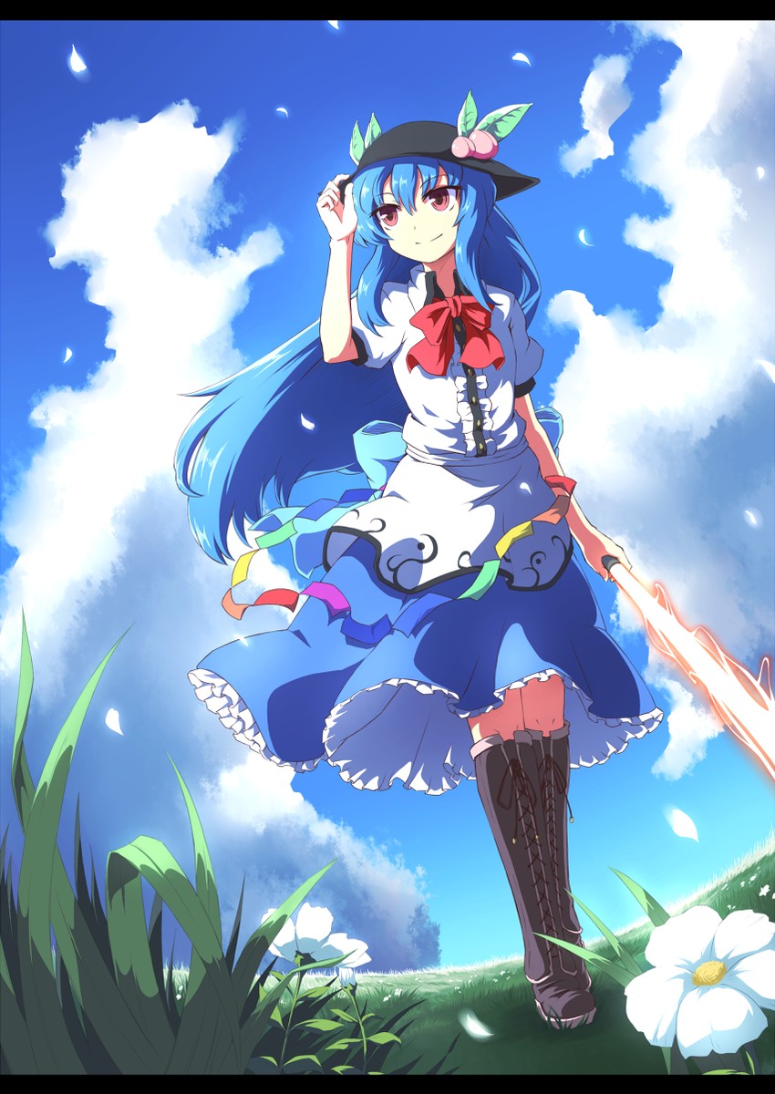 hinanawi tenshi (touhou) drawn by kuro_goma_(kakkou11)