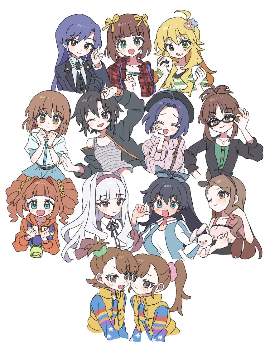 hoshii miki, kisaragi chihaya, amami haruka, kikuchi makoto, shijou takane, and 9 more (idolmaster) drawn by pnt_0202