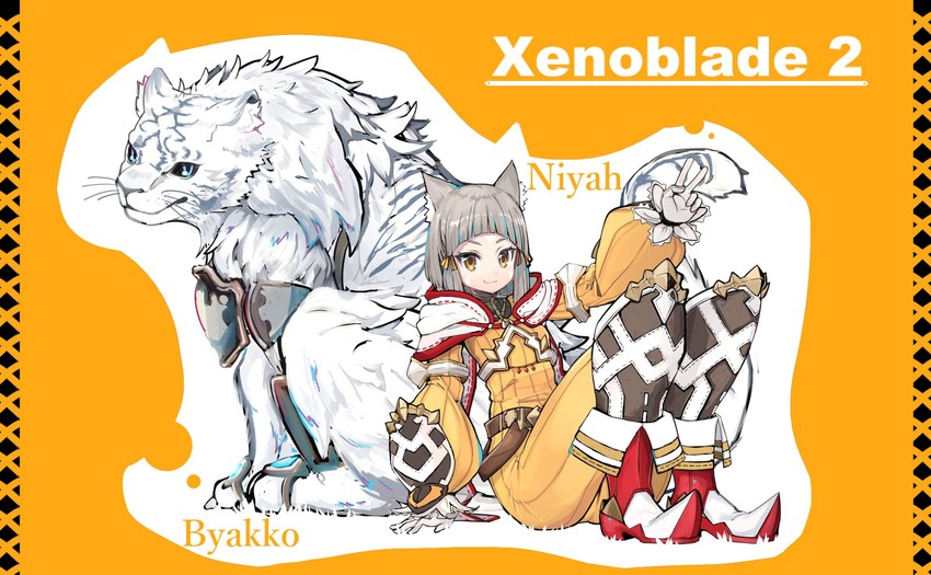 nia and dromarch (xenoblade chronicles and 1 more) drawn by izayoi_cha