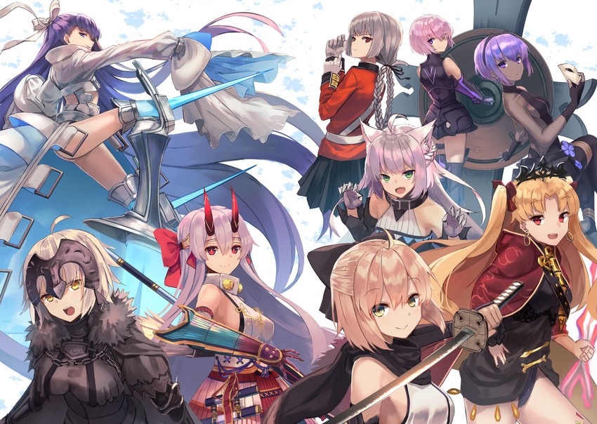 mash kyrielight, okita souji, ereshkigal, meltryllis, florence nightingale, and 5 more (fate and 1 more) drawn by hopepe