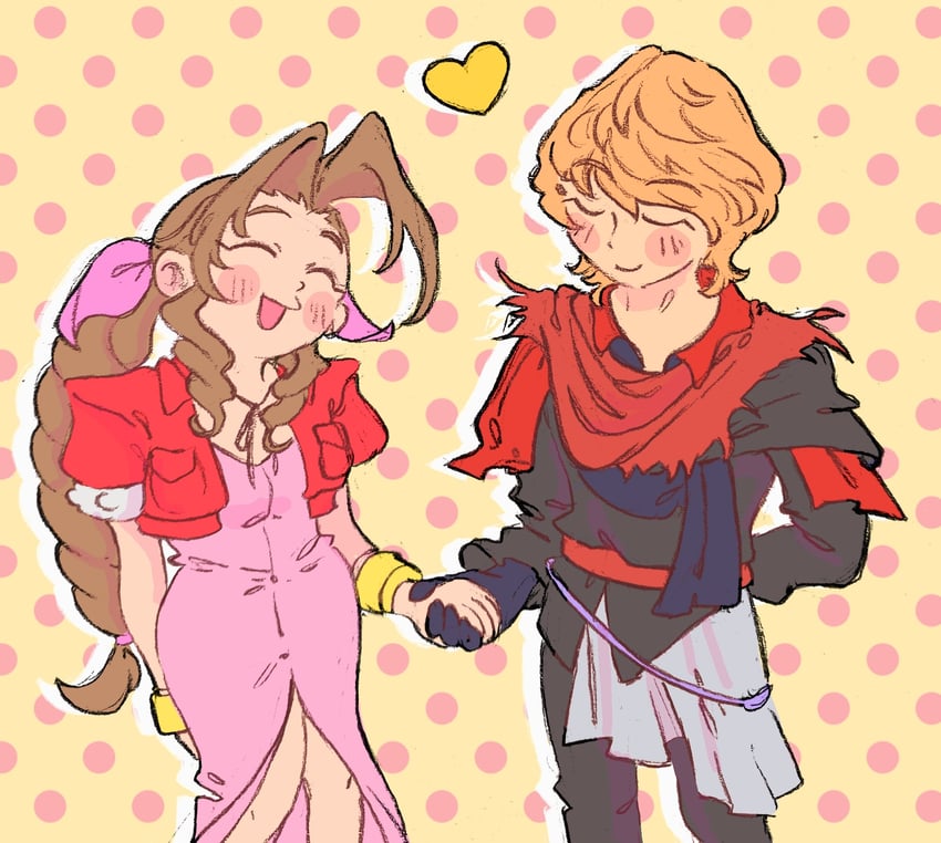 aerith gainsborough and joshua rosfield (final fantasy and 2 more) drawn by neirorien