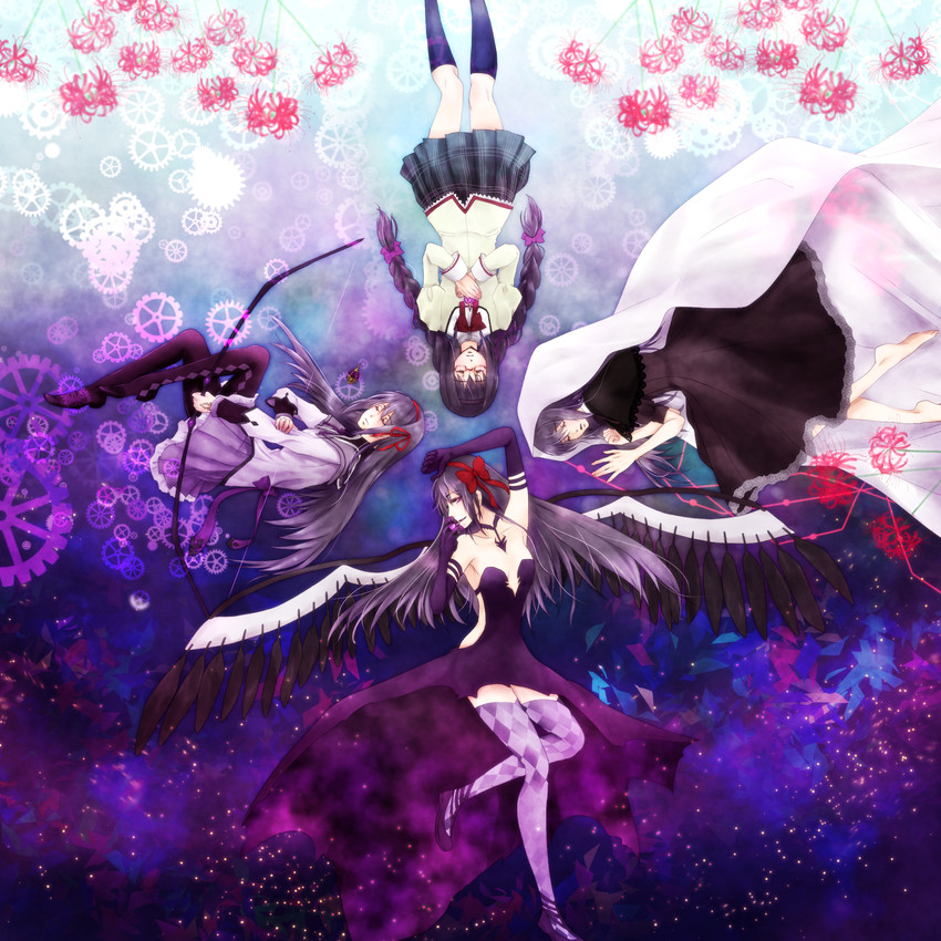 akemi homura and akuma homura (mahou shoujo madoka magica and 1 more) drawn by honegumi