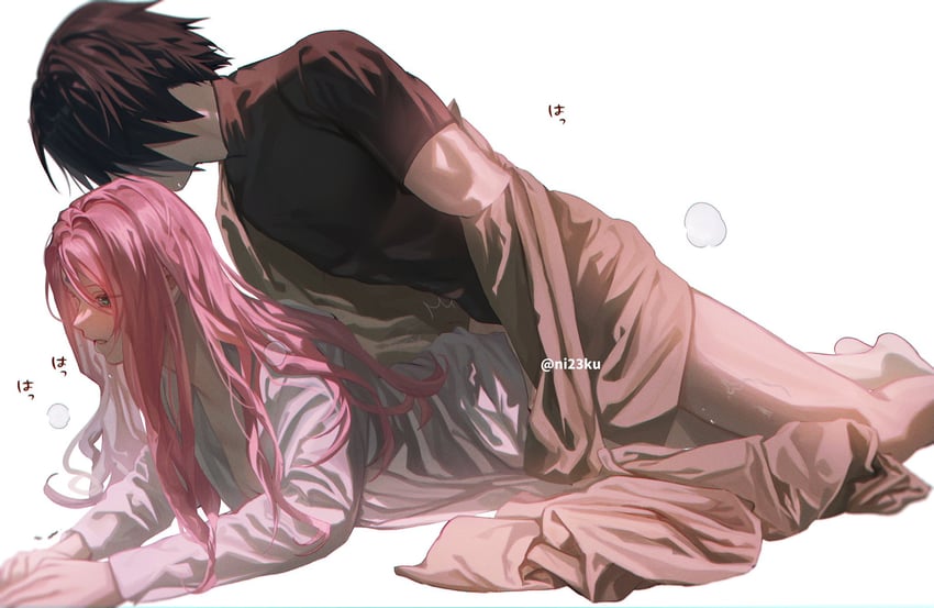 haruno sakura and uchiha sasuke (naruto and 1 more) drawn by niku_(ni23ku)
