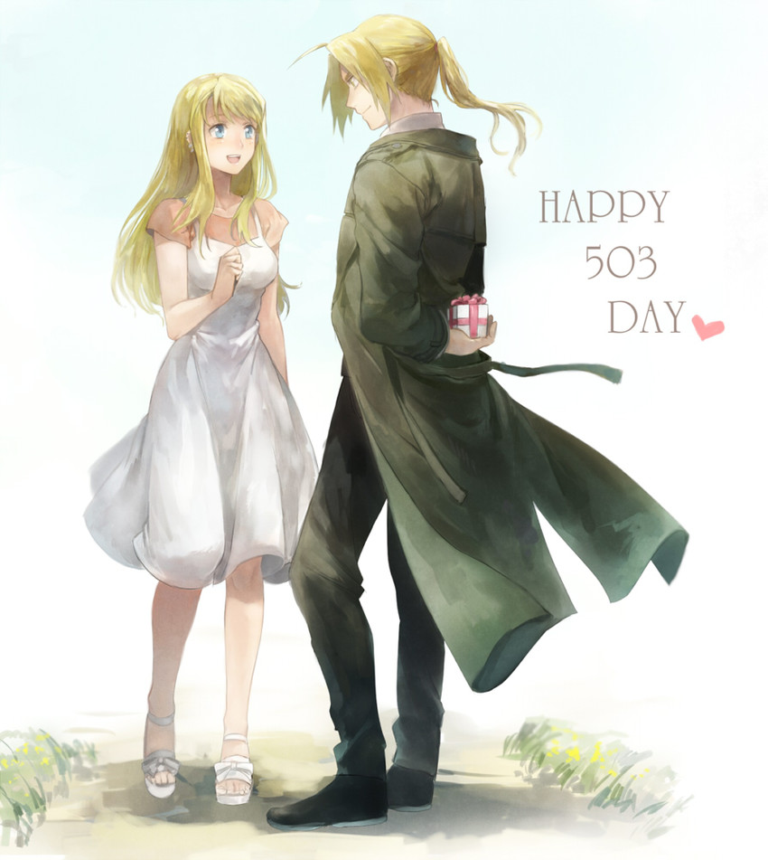 edward elric and winry rockbell (fullmetal alchemist) drawn by riru