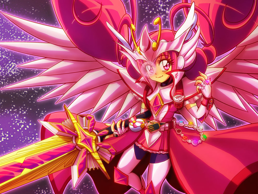 hoshizora miyuki, cure happy, and pegasus koga (precure and 10 more) drawn by ryokucha_katekin