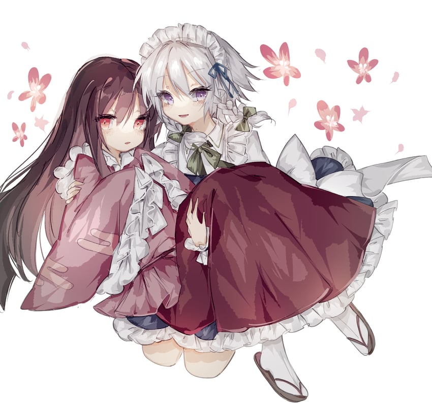 izayoi sakuya and houraisan kaguya (touhou) drawn by sorani_(kaeru0768)