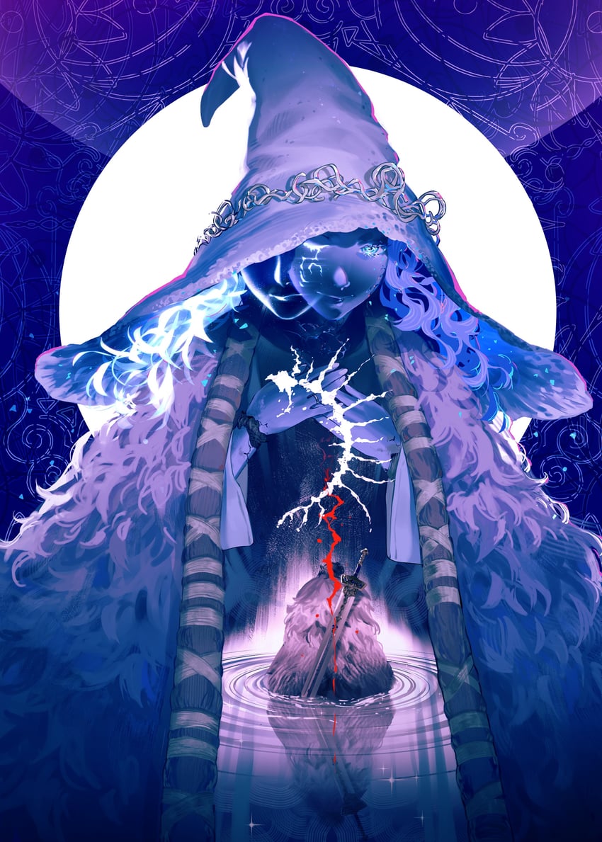 ranni the witch and blaidd the half-wolf (elden ring) drawn by jackboo