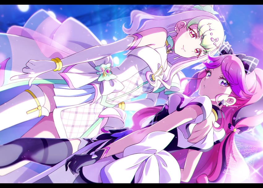 cure zukyuun and cure kiss (precure and 1 more) drawn by kyoutsuugengo