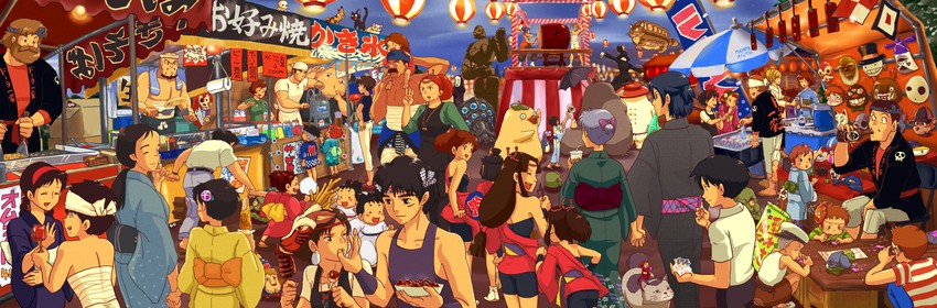 kiki, san, howl pendragon, jiji, ogino chihiro, and 7 more (studio ghibli and 8 more) drawn by pie_(yunbymunch)