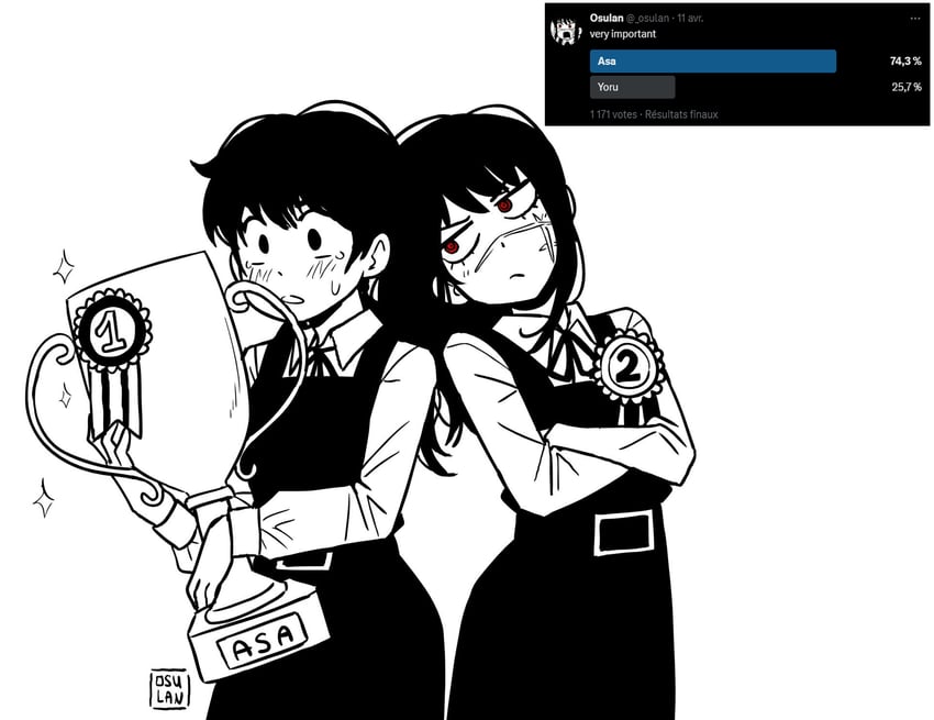 yoru and mitaka asa (chainsaw man and 1 more) drawn by osulan