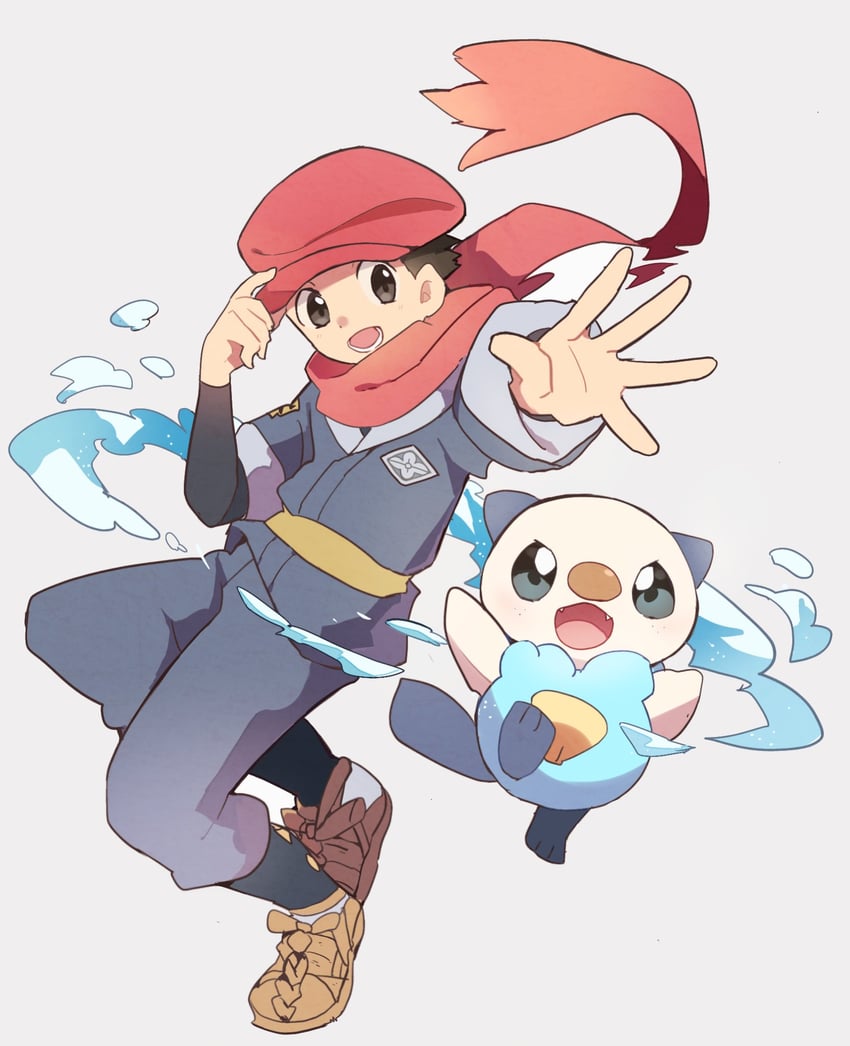 oshawott and rei (pokemon and 1 more) drawn by yupo_0322