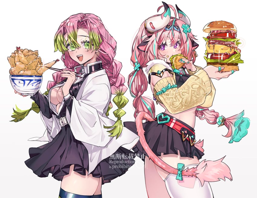 kanroji mitsuri and varesa (genshin impact and 1 more) drawn by tandem