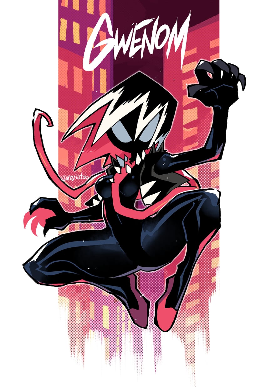 spider-gwen, venom, and gwenom (marvel and 1 more) drawn by rariatto_(ganguri)