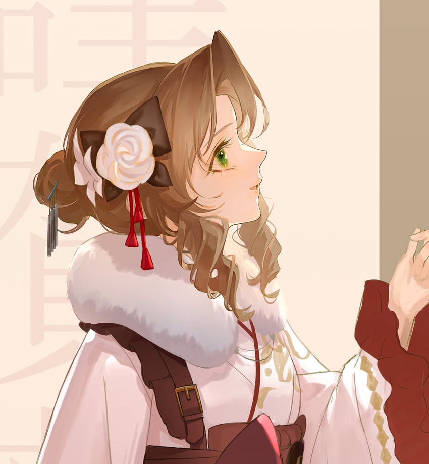 aerith gainsborough (final fantasy and 2 more) drawn by yaoko
