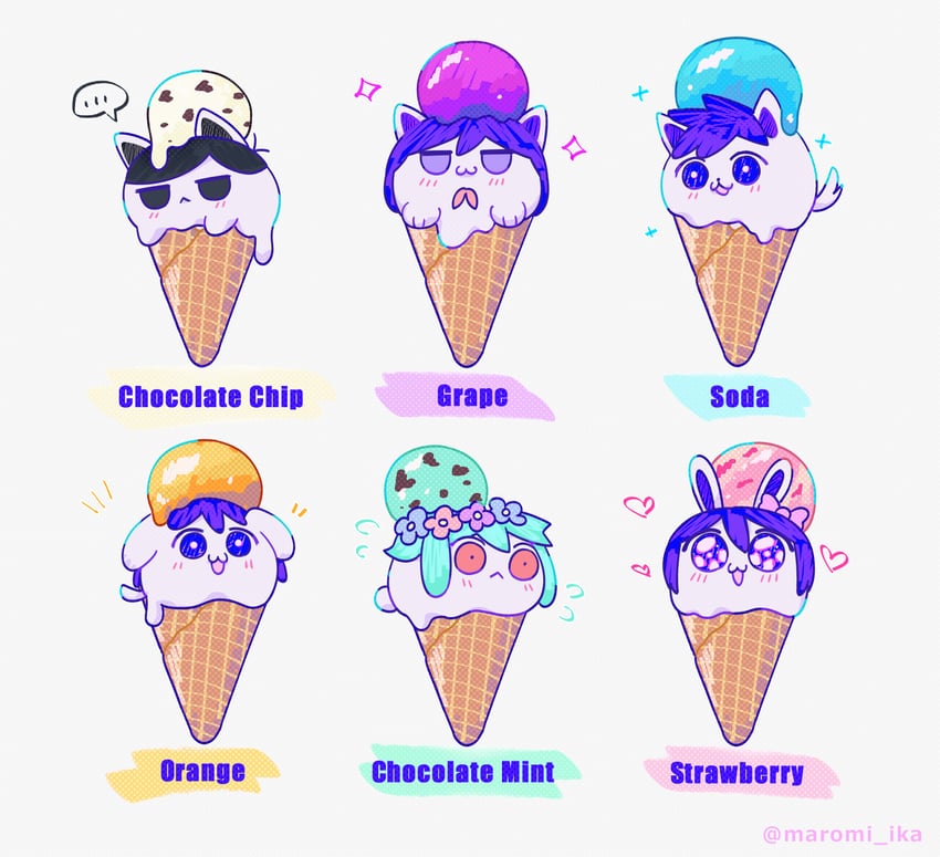 omori, basil, aubrey, mari, kel, and 1 more (omori) drawn by maromichan