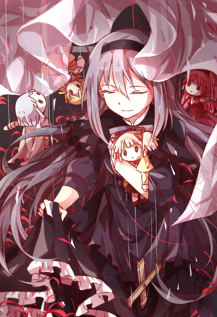 akemi homura, kaname madoka, miki sayaka, sakura kyoko, and tomoe mami (mahou shoujo madoka magica) drawn by nishigyou_teraa