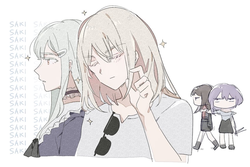 wakaba mutsumi, yahata umiri, misumi uika, and yuutenji nyamu (bang dream! and 1 more) drawn by reiboubyou