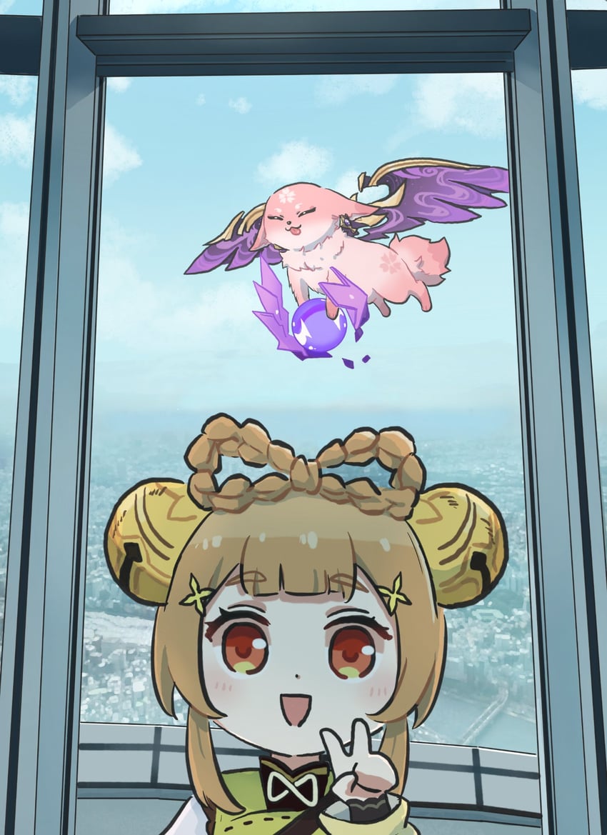 yae miko and yaoyao (genshin impact) drawn by xinzoruo