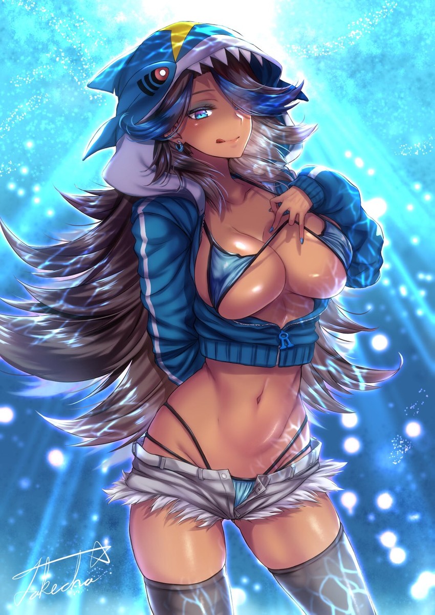 sharpedo and shelly (pokemon and 1 more) drawn by takecha