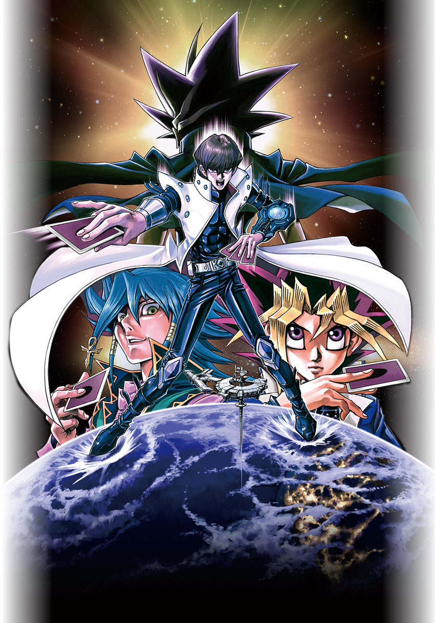 muto yugi, kaiba seto, and aigami (yu-gi-oh! and 2 more) drawn by takahashi_kazuki