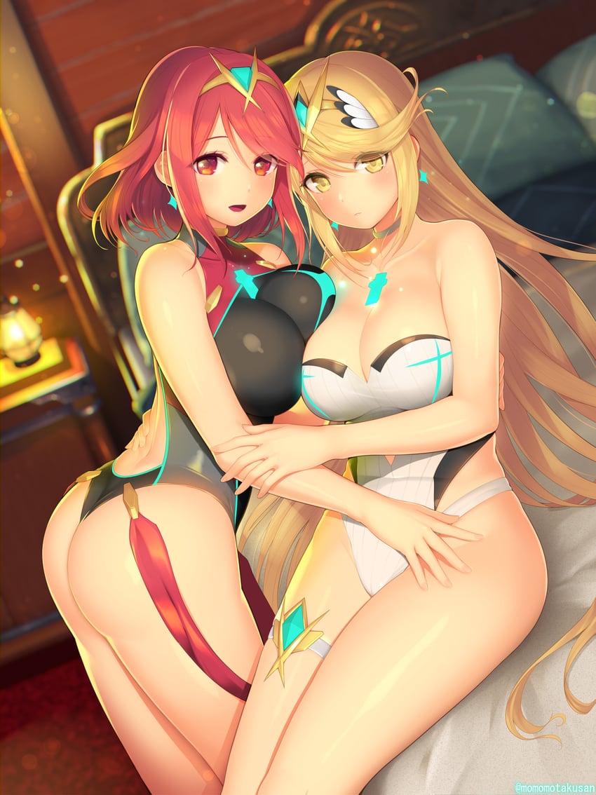 pyra and mythra (xenoblade chronicles and 1 more) drawn by kashiwamochi_yomogi