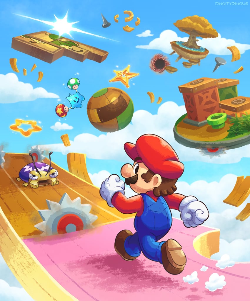 mario, luma, lumalee, and mandibug (mario and 1 more) drawn by vinny_(dingitydingus)