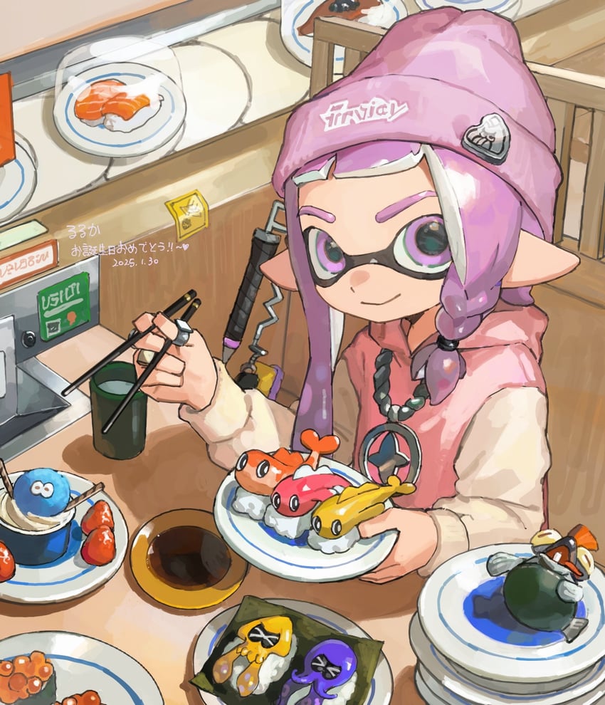 inkling player character, inkling girl, octoling player character, smallfry, jellyfish, and 1 more (pokemon and 1 more) drawn by miko_(15476997)