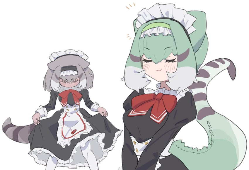 chinese water dragon and frilled lizard (kemono friends) drawn by kunikuni_(kunihiro2005)